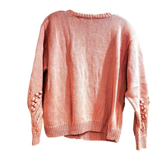 Karen Scott hand knit pink long sleeve sweater cardigan Size M button front - Picture 3 of 7